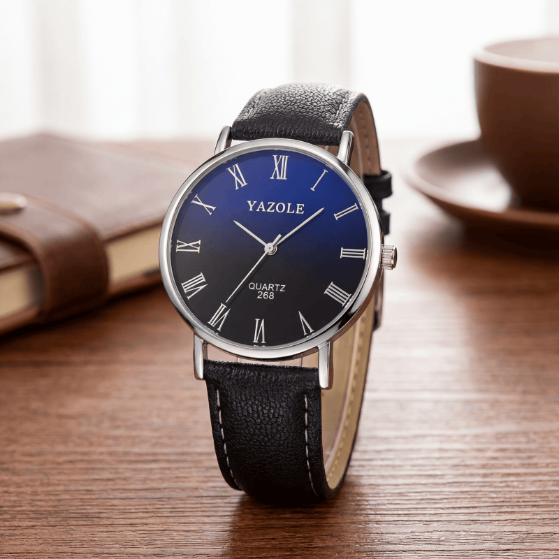 Leather Watch Band Men - Montres à quartz minimalistes YAZOLE pour