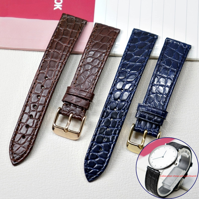 Omega Watch Speedmaster - Bracelet en cuir véritable crocodile mince