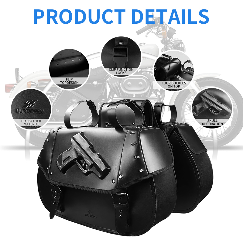Leather Strap Quick Release - Sacoches universelles pour moto en cuir