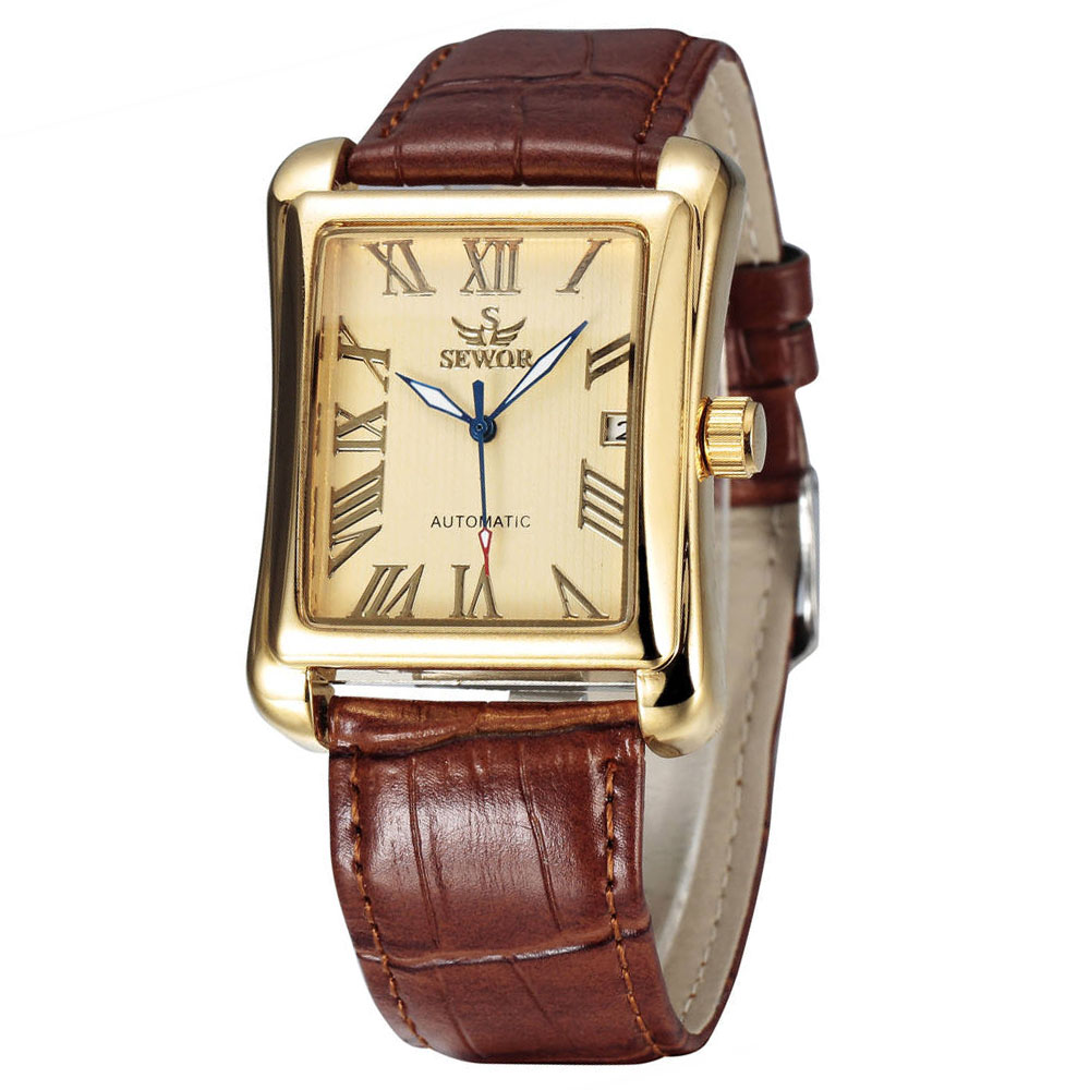 Cartier Watch Santos - SEWOR-Montres Mécaniques Automatiques pour Homme, Rectangle