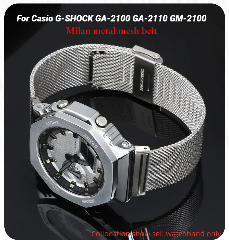 Casio Watch G-Shock Ga-2100 - Ceinture en maille métallique Milan pour