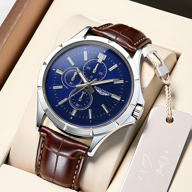 Montre chronographe à quartz p - Leather Watch Band Men avis et prix