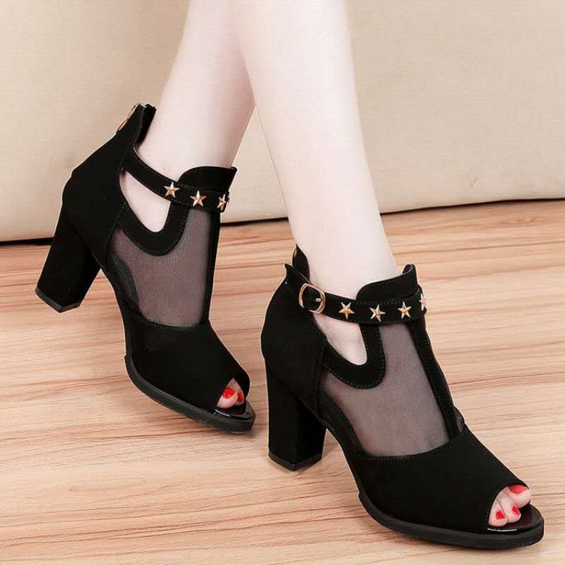 Sandales à talons hauts compen - Mesh Strap Metal avis et prix