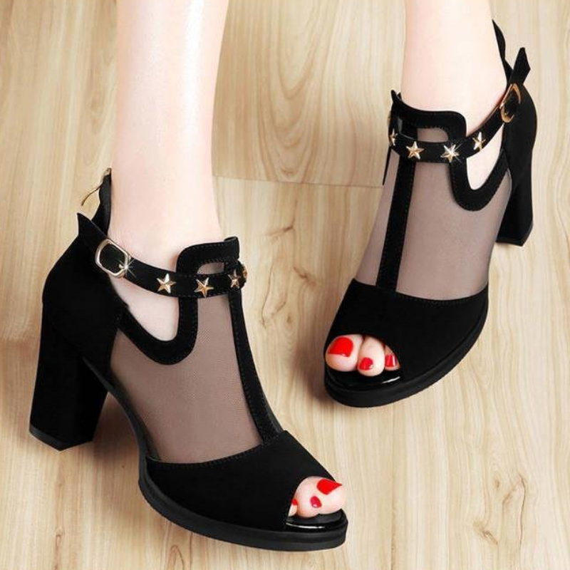 Sandales à talons hauts compen - Mesh Strap Metal avis et prix