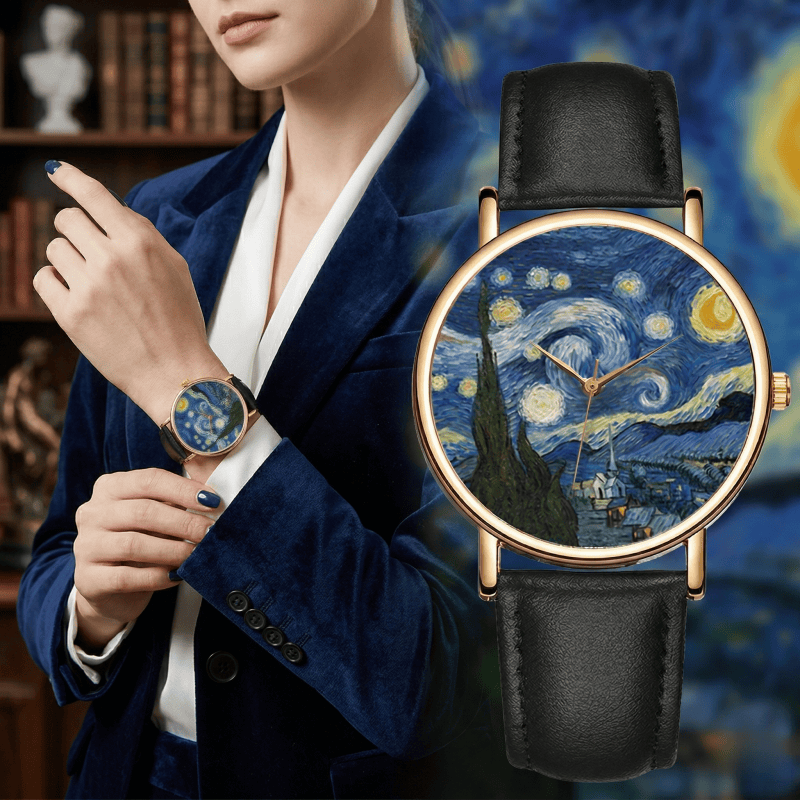Montres à cadran Van Gogh pour - Leather Watch Band Men avis et prix